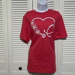 Nurse T-shirt, snowflakes and stethoscope unisex size XL